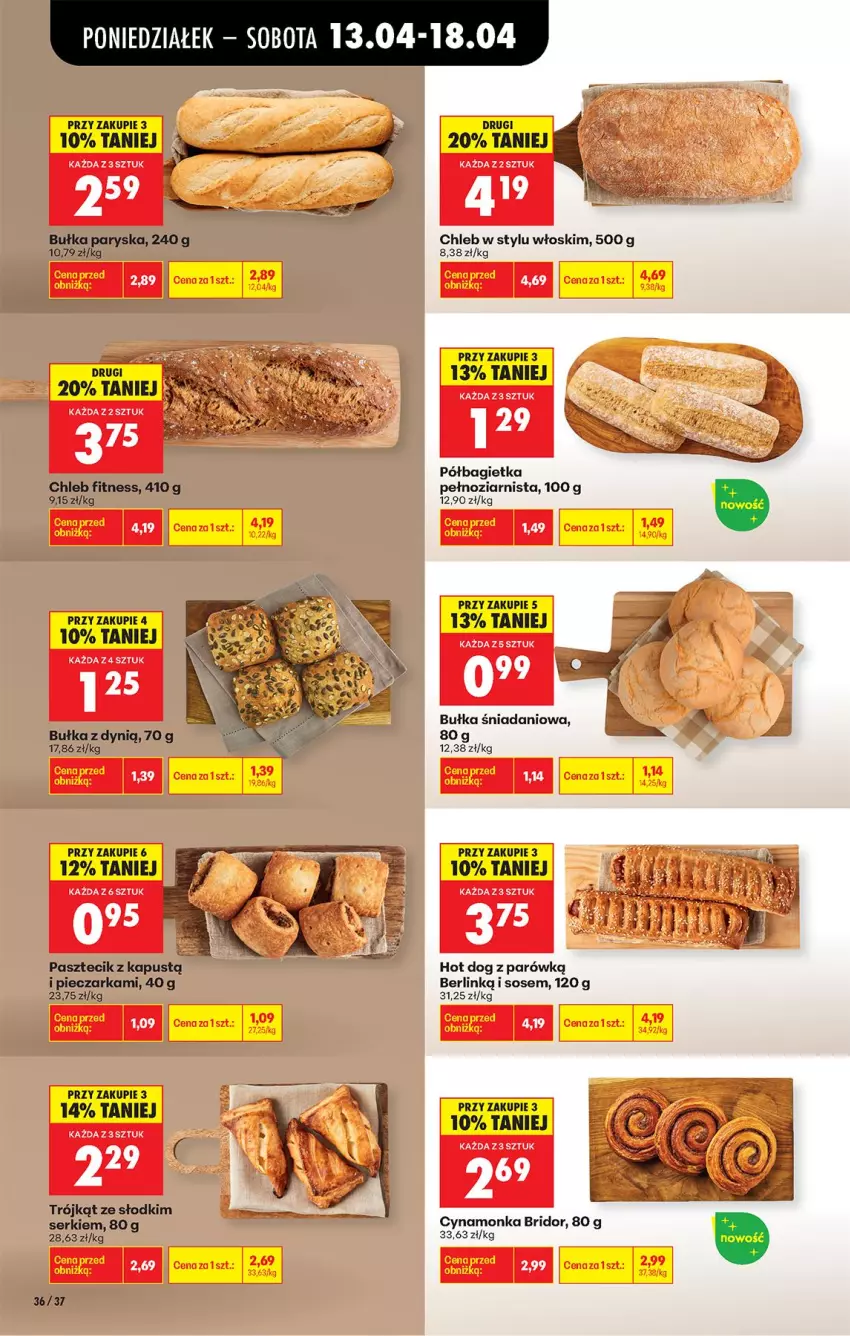 Gazetka promocyjna Biedronka - Od Poniedziałku - ważna 13.04 do 18.04.2026 - strona 44 - produkty: Bagietka, Bułka, Chleb, Danio, Dynią, Fa, Hot dog, Kapustą, Piec, Pieczarka, Półbagietka, Ser, Sos