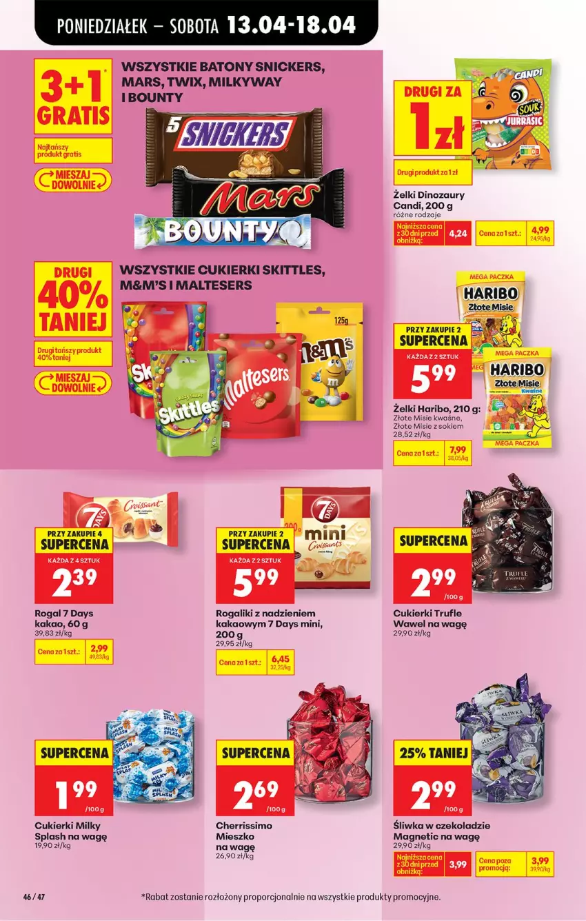 Gazetka promocyjna Biedronka - Od Poniedziałku - ważna 13.04 do 18.04.2026 - strona 56 - produkty: 7 Days, Baton, Bounty, Cukier, Cukierki, Dinozaur, Haribo, Kakao, Mars, Por, Rogal, Ser, Snickers, Sok, Twix, Wawel