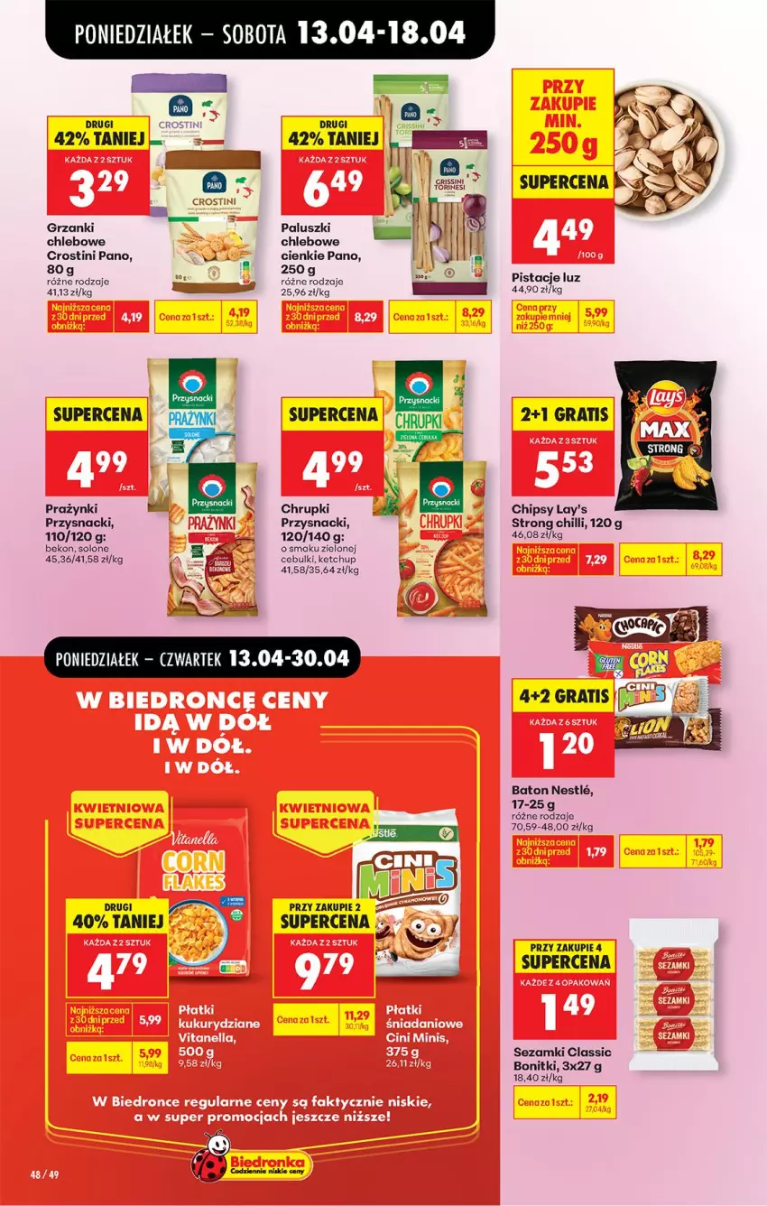 Gazetka promocyjna Biedronka - Od Poniedziałku - ważna 13.04 do 18.04.2026 - strona 60 - produkty: Baton, Beko, Bonitki, Chipsy, Chleb, Chrupki, Gra, Ketchup, Pistacje, Przysnacki, Sezam