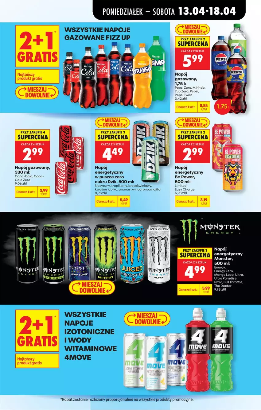 Gazetka promocyjna Biedronka - Od Poniedziałku - ważna 13.04 do 18.04.2026 - strona 65 - produkty: Ananas, Coca-Cola, Full Throttle, Gra, Mango, Mirinda, Napój, Napój energetyczny, Napój gazowany, Napoje, Pepsi, Por