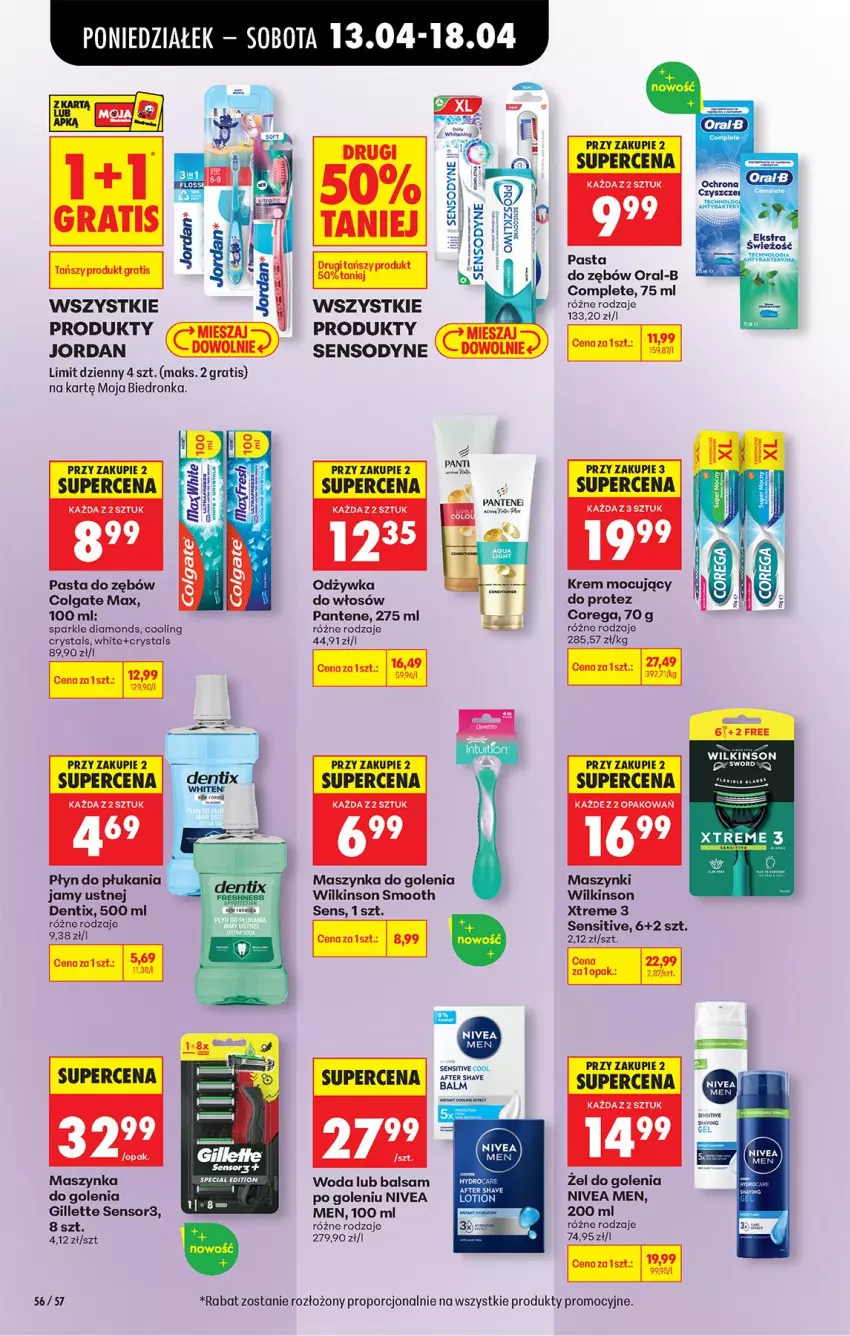 Gazetka promocyjna Biedronka - Od Poniedziałku - ważna 13.04 do 18.04.2026 - strona 70 - produkty: Colgate, Corega, Gillette, Gra, LG, Maszynka, Maszynka do golenia, Nivea, Nivea Men, Odżywka, Pantene, Pasta do zębów, Płyn do płukania, Por, Sensodyne, Szynka, Woda