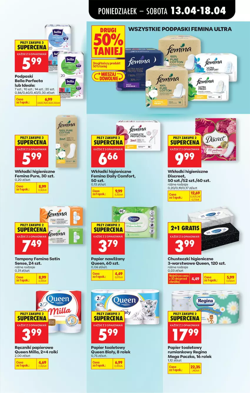 Gazetka promocyjna Biedronka - Od Poniedziałku - ważna 13.04 do 18.04.2026 - strona 71 - produkty: Bell, Bella, Chusteczki, Discreet, Fa, Gin, Gra, Papier, Papier toaletowy, Perfecta, Podpaski, Pur, Ręcznik, Ręczniki papierowe, Rolki, Rum, Sati, Tampony, Wkładki