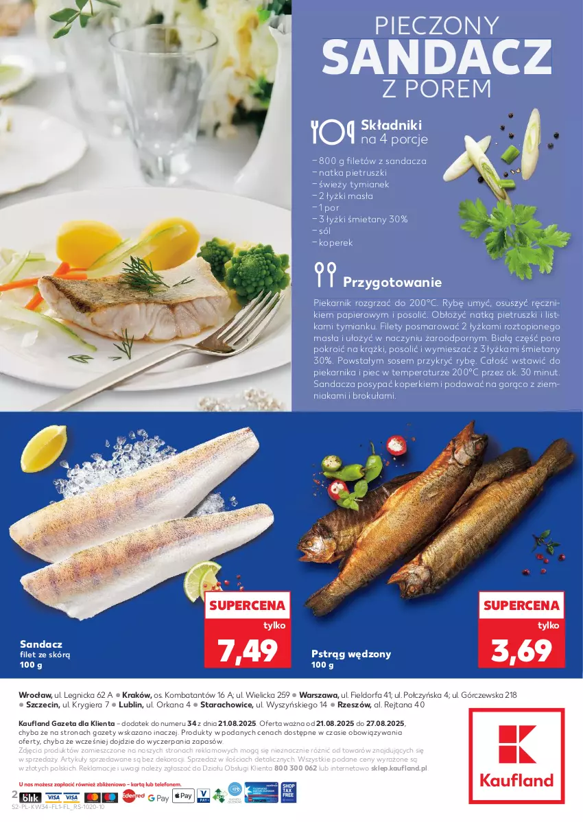 Gazetka promocyjna Kaufland - Kaufland - ważna 21.08 do 27.08.2025 - strona 2 - produkty: Fa, Natka pietruszki, Orka, Papier, Piec, Piekarnik, Por, Pstrąg, Pstrąg wędzony, Ręcznik, Sandacz, Sandacz filet, Sól, Sos, Top, Wagi