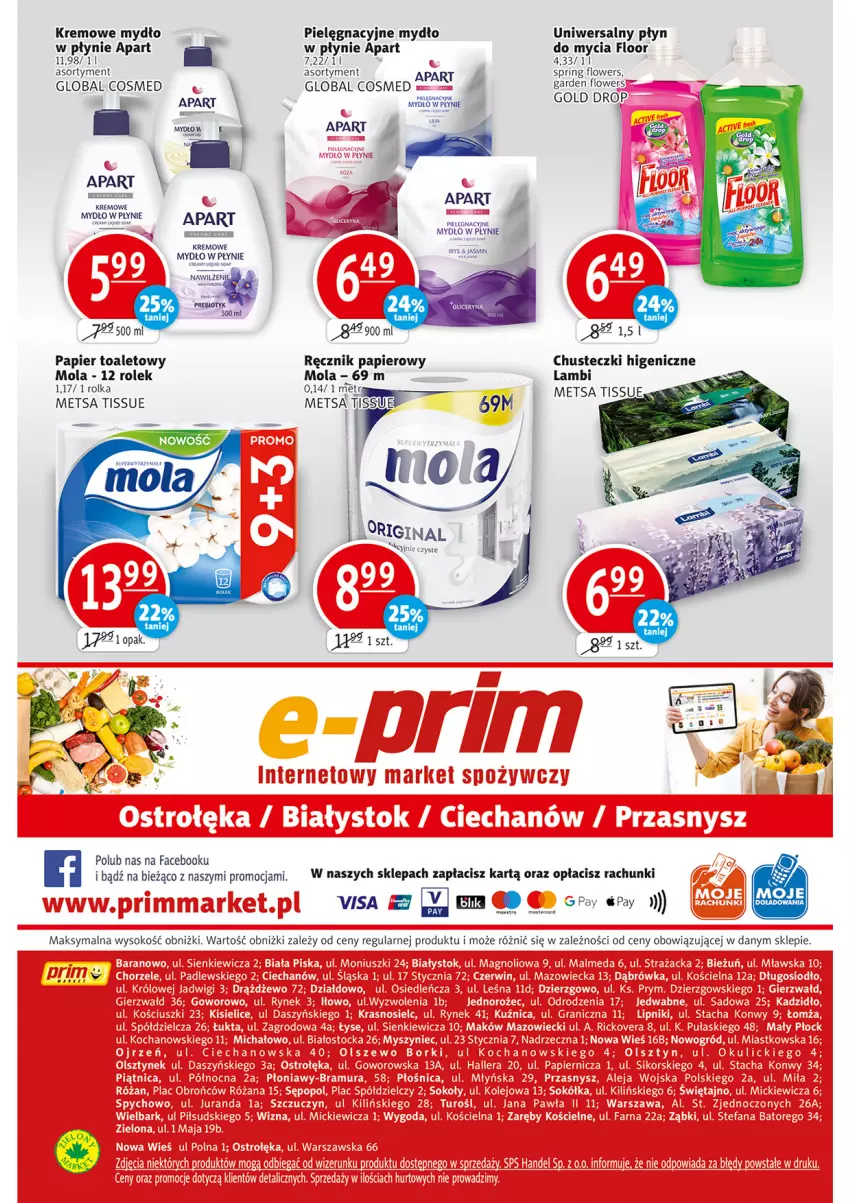 Gazetka promocyjna Prim Market - ważna 10.11 do 16.11.2022 - strona 16 - produkty: Chusteczki, Fa, Gin, Mola, Mydło, Mydło w płynie, Papier, Papier toaletowy, Ręcznik, Sok