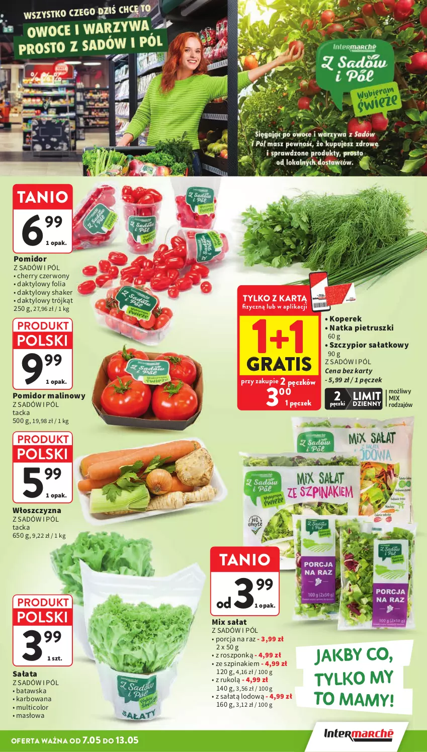 Gazetka promocyjna Intermarche - Gazetka promocyjna - ważna 07.05 do 13.05.2026 - strona 15 - produkty: Gra, Masło, Natka pietruszki, Pomidor malinowy, Por, Sałat, Szpinak