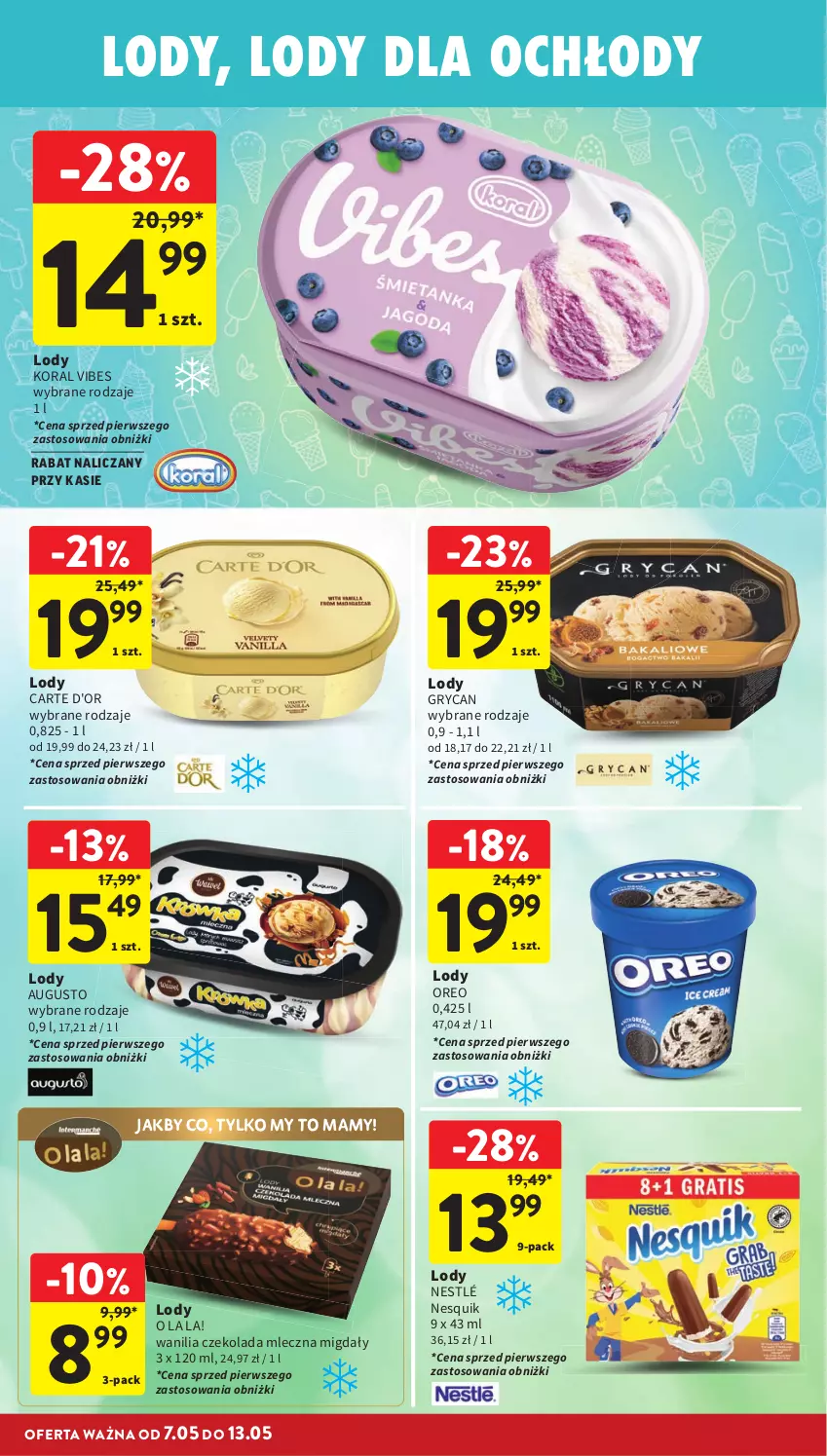 Gazetka promocyjna Intermarche - Gazetka promocyjna - ważna 07.05 do 13.05.2026 - strona 26 - produkty: Carte d'Or, Czekolada, Czekolada mleczna, Gry, Lody, Migdały, Nesquik, Nestlé, Oreo
