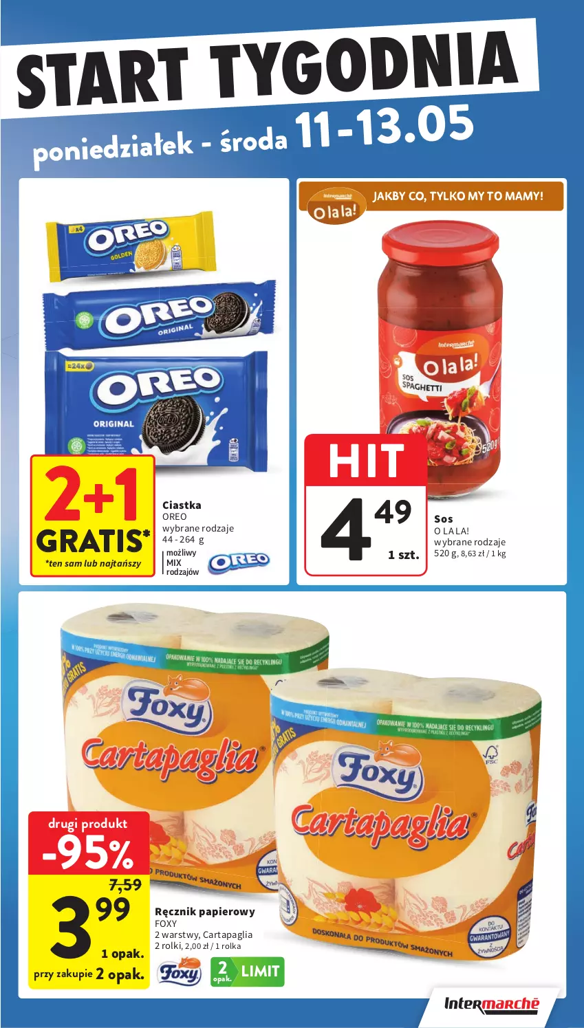 Gazetka promocyjna Intermarche - Gazetka promocyjna - ważna 07.05 do 13.05.2026 - strona 43 - produkty: Ciastka, Foxy, Gra, Oreo, Papier, Ręcznik, Rolki, Sos