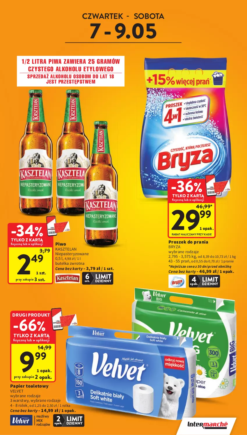 Gazetka promocyjna Intermarche - Gazetka promocyjna - ważna 07.05 do 13.05.2026 - strona 5 - produkty: Bryza, Gra, Kasztelan, Papier, Papier toaletowy, Piwa, Piwo, Proszek do prania, Velvet