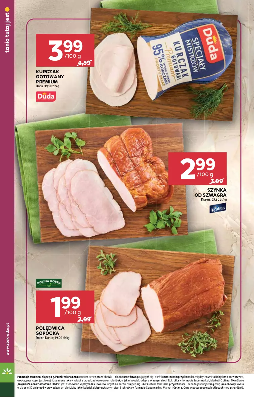 Gazetka promocyjna Stokrotka - Supermarket - ważna 24.09 do 30.09.2026 - strona 18 - produkty: Duda, Gra, Krakus, Kurczak, Kurczak gotowany, Mięso, Optima, Owoce, Polędwica, Szynka, Warzywa