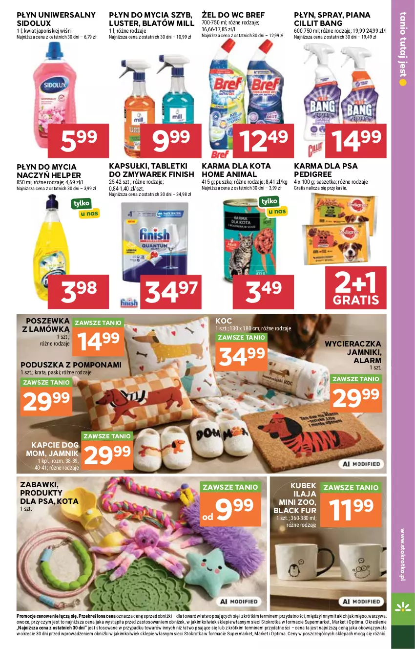 Gazetka promocyjna Stokrotka - Supermarket - ważna 24.09 do 30.09.2026 - strona 35 - produkty: Bref, Cillit Bang, Do mycia naczyń, Finish, Gra, Kapcie, Koc, Kubek, Lack, Mięso, Optima, Owoce, Pedigree, Płyn do mycia, Płyn do mycia naczyń, Poduszka, Poszewka, Sidolux, Tablet, Warzywa, Wycieraczka