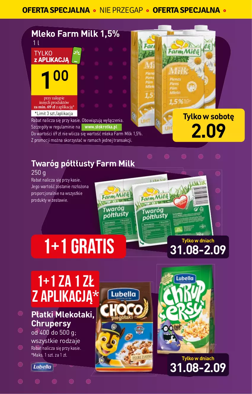 Gazetka promocyjna Stokrotka - Market - ważna 31.08 do 06.09.2023 - strona 2 - produkty: Fa, Farm Milk, Gra, Mleko, Por, Rama, Tran, Twaróg, Twaróg półtłusty