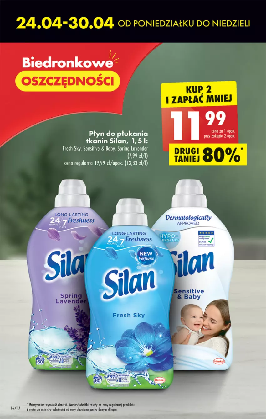 Gazetka promocyjna Biedronka - ważna 24.04 do 29.04.2023 - strona 16 - produkty: Płyn do płukania, Ser, Silan, Sok