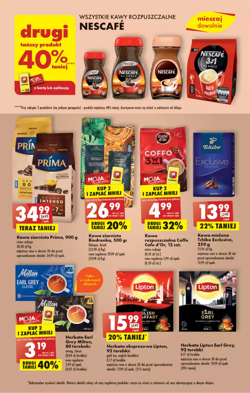 Gazetka promocyjna Biedronka - ważna 24.04 do 29.04.2023 - strona 35 - produkty: Earl Grey, Herbata, Kawa, Kawa mielona, Kawa ziarnista, LG, Lipton, Sok, Tchibo, Tera, Torebka