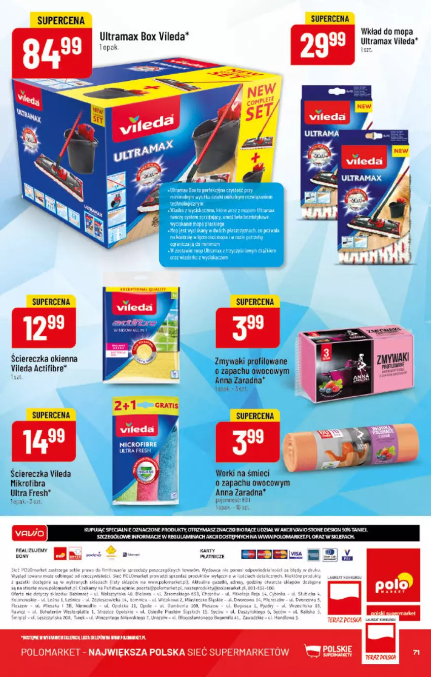 Gazetka promocyjna PoloMarket - Gazetka pomocyjna - ważna 09.11 do 15.11.2022 - strona 71 - produkty: BIC, Dres, Fa, Inka, Kret, Laur, Mop, Por, Rama, Tera, Tran, Vileda, Wkład do mopa, Worki na śmiec, Worki na śmieci