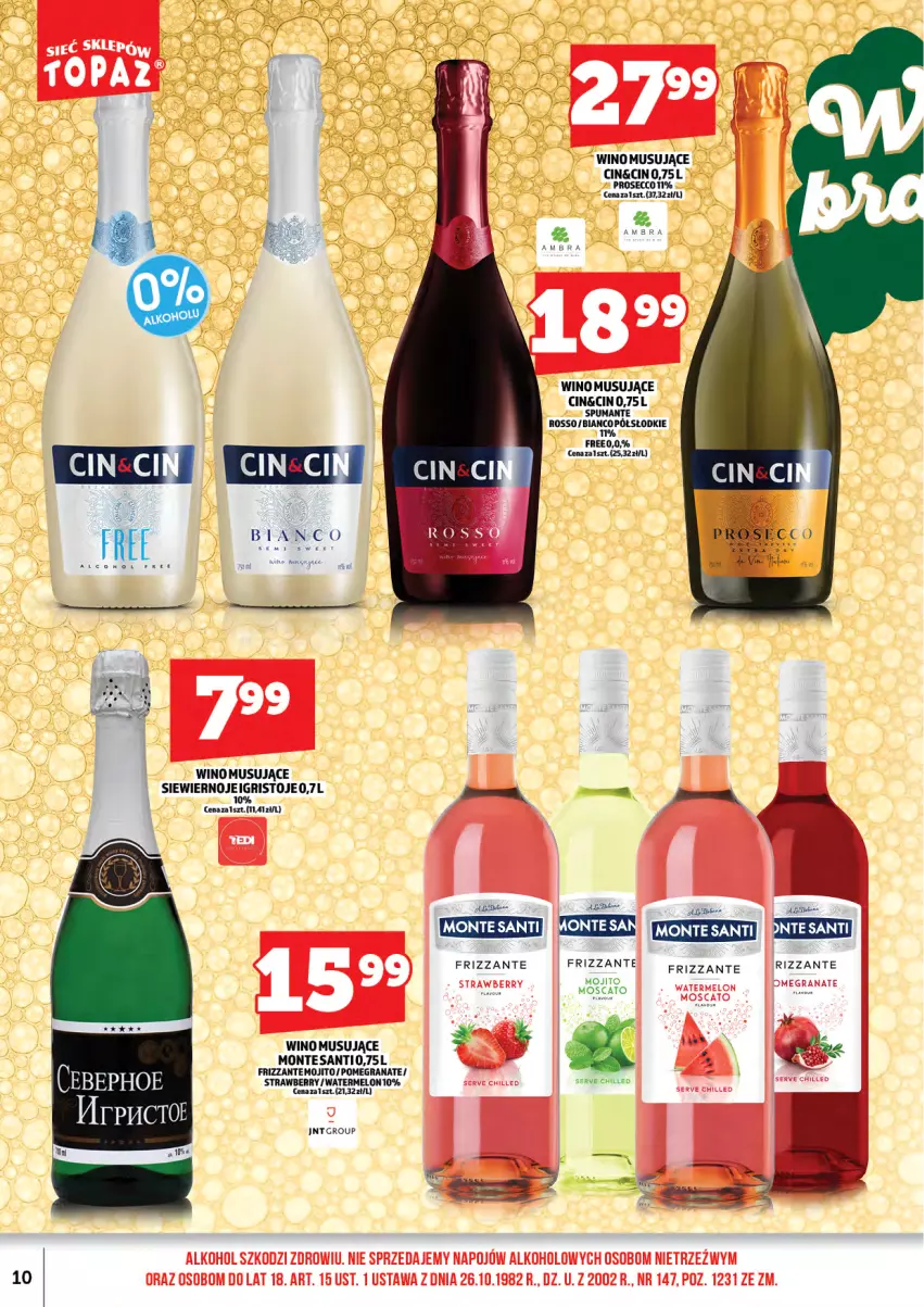 Gazetka promocyjna Topaz - Gazetka - ważna 01.06 do 14.06.2026 - strona 12 - produkty: Gra, Granat, Melon, Monte, Monte Santi, Mus, Pizza, Prosecco, Puma, Ser, Wino, Wino musujące