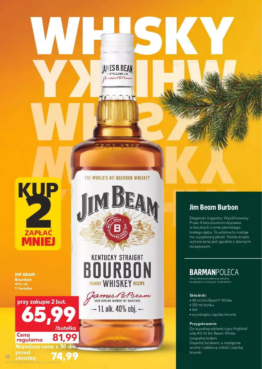 Gazetka promocyjna Kaufland - Barek Kauflandu - ważna 27.11 do 09.12.2025 - strona 12 - produkty: Bourbon, Jim Beam, Lanki, Sok, Tonik, Whisky