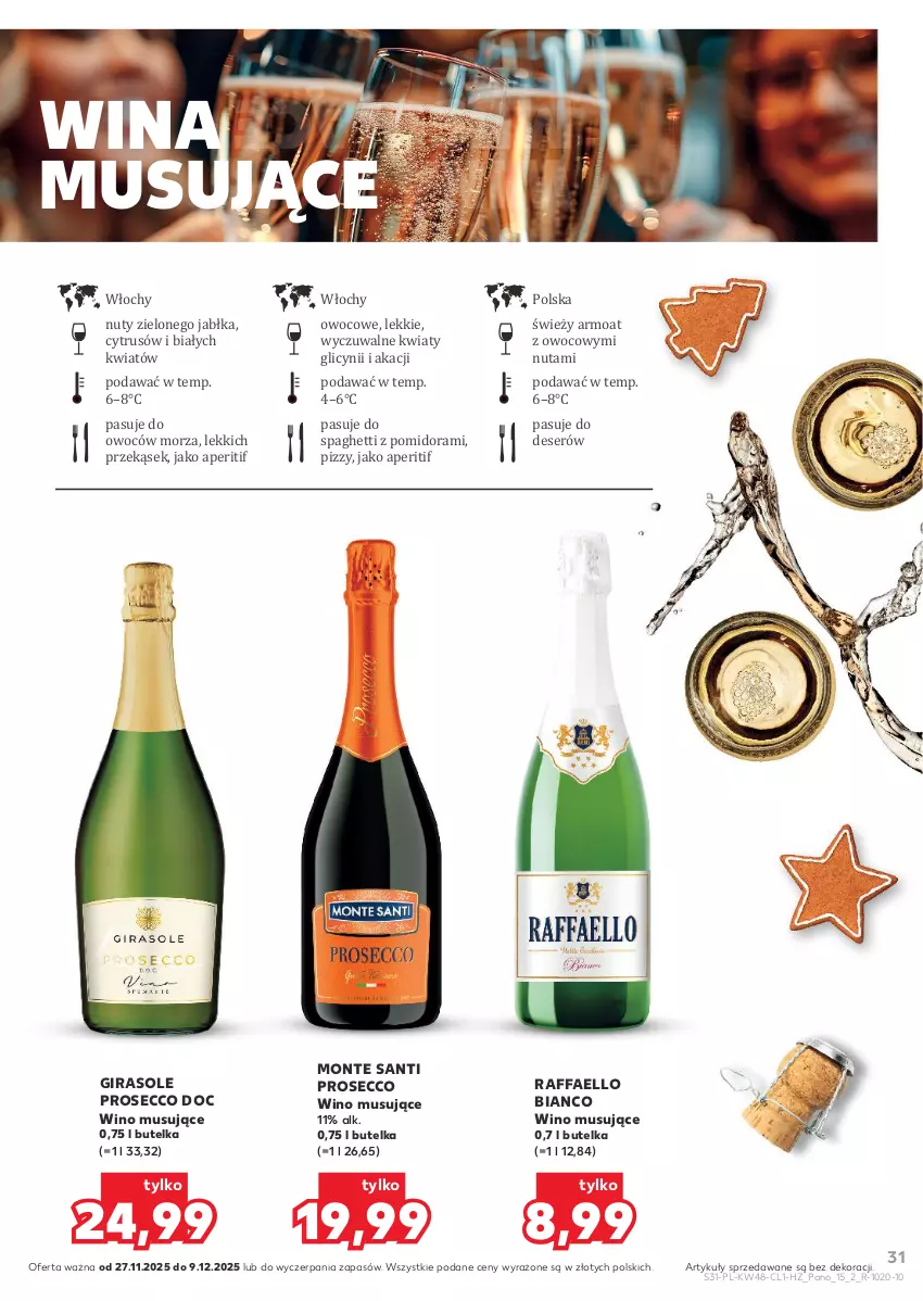 Gazetka promocyjna Kaufland - Barek Kauflandu - ważna 27.11 do 09.12.2025 - strona 31 - produkty: Deser, Fa, Jabłka, Monte, Monte Santi, Mus, Nuty, Prosecco, Raffaello, Ser, Spaghetti, Wino, Wino musujące