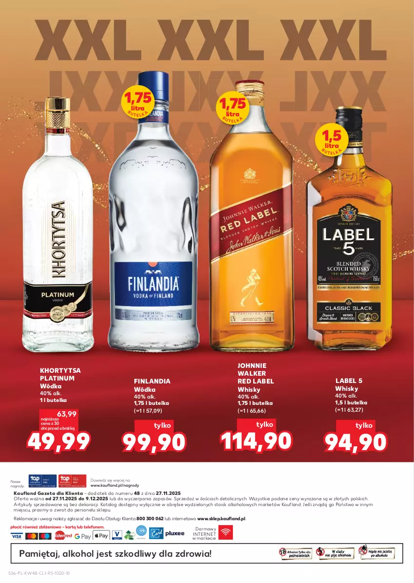 Gazetka promocyjna Kaufland - Barek Kauflandu - ważna 27.11 do 09.12.2025 - strona 36 - produkty: Finlandia, Johnnie Walker, Mięta, Wagi, Whisky, Wódka