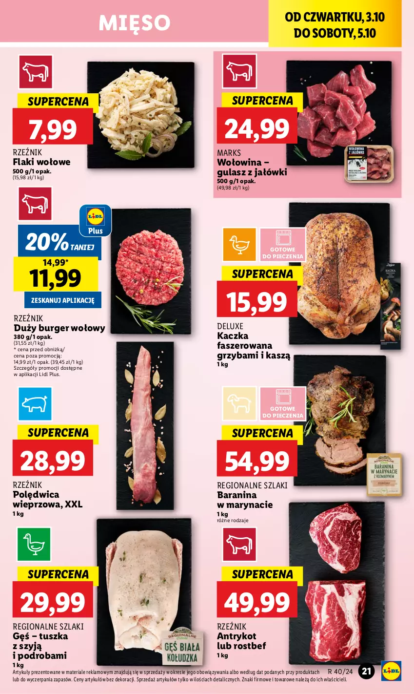 Gazetka promocyjna Lidl - GAZETKA - ważna 03.10 do 05.10.2024 - strona 27 - produkty: Burger, Fa, Flaki, Flaki wołowe, Kaczka, Kaczka faszerowana, Mięso, Piec, Polędwica, Rostbef, Tusz, Wołowina