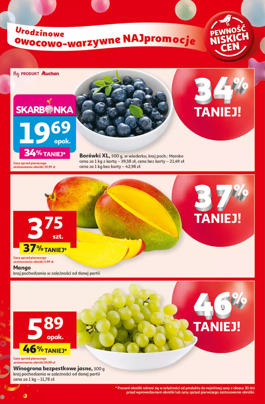 Gazetka promocyjna Auchan - Te URODZINY są NAJ Supermarket - ważna 30.04 do 07.05.2025 - strona 4 - produkty: Mango, Wino, Winogrona, Winogrona bezpestkowe