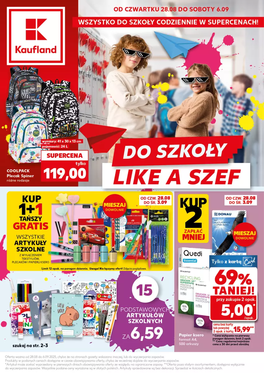 Gazetka promocyjna Kaufland - Kaufland - ważna 28.08 do 06.09.2025 - strona 1 - produkty: Clin, Papier, Plecak, Ser, Waga