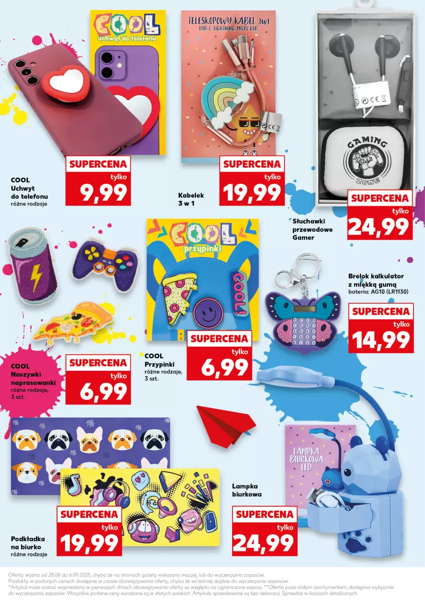 Gazetka promocyjna Kaufland - Kaufland - ważna 28.08 do 06.09.2025 - strona 19 - produkty: Bateria, Biurko, Podkład, Podkładka, Słuchawki, Telefon, Teleskop, Uchwyt do telefonu