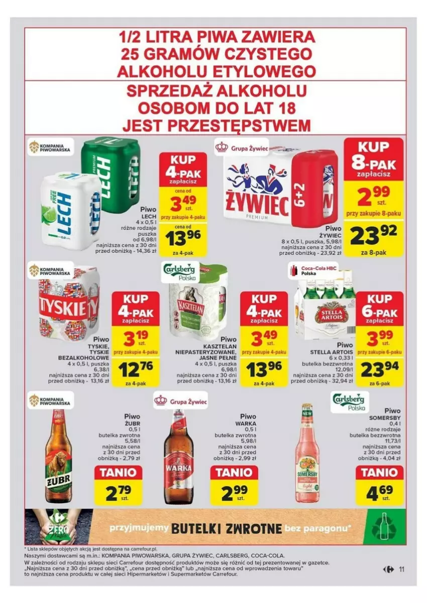 Gazetka promocyjna Carrefour - ważna 11.06 do 15.06.2024 - strona 7 - produkty: Carlsberg, Coca-Cola, Gra, Kasztelan, Piwa, Piwo, Somersby, Tyskie, Warka