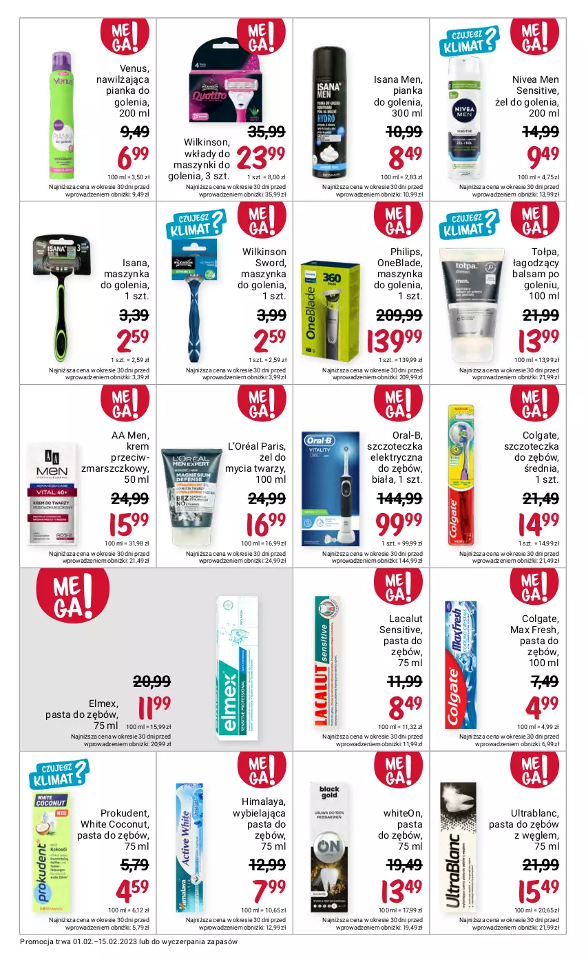 Gazetka promocyjna Rossmann - 1 lutego - ważna 01.02 do 15.02.2023 - strona 6 - produkty: Balsam po goleniu, Colgate, Elmex, Himalaya, Isana, Krem przeciwzmarszczkowy, L’Oréal, Lacalut, LG, Mars, Maszynka, Maszynka do golenia, Nivea, Nivea Men, Pasta do zębów, Philips, Pianka do golenia, Prokudent, Szczoteczka, Szczoteczka do zębów, Szynka, Tołpa, Venus, Wilkinson Sword