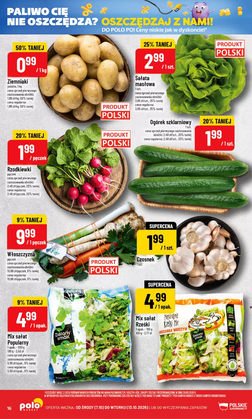 Gazetka promocyjna PoloMarket - Gazetka POLOmarket - ważna 07.10 do 13.10.2026 - strona 16 - produkty: Czosnek, Masło, Ogórek, Sałat, Ziemniaki