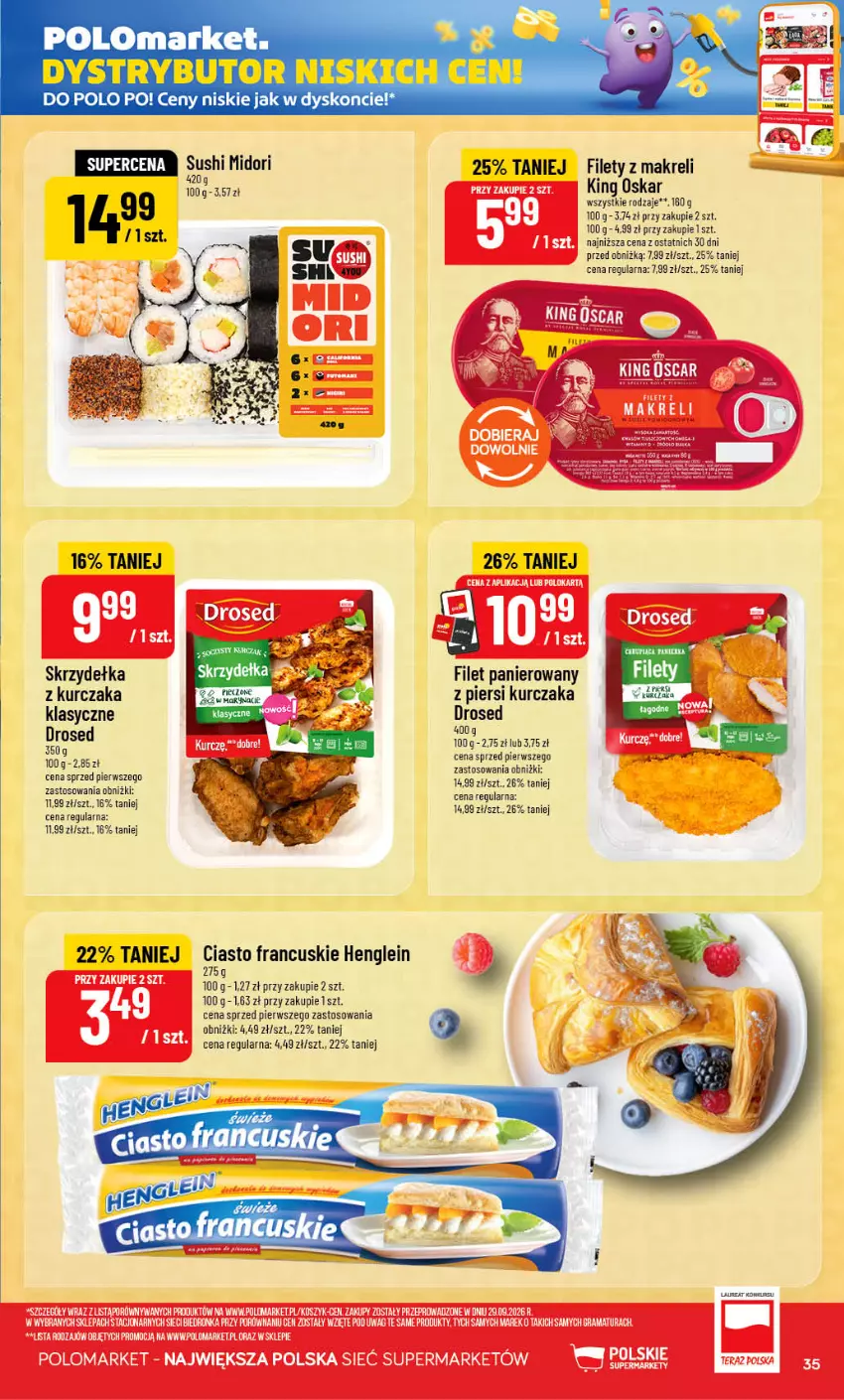 Gazetka promocyjna PoloMarket - Gazetka POLOmarket - ważna 07.10 do 13.10.2026 - strona 35 - produkty: Ciasto francuskie, Filet panierowany, Kurczak, Sushi