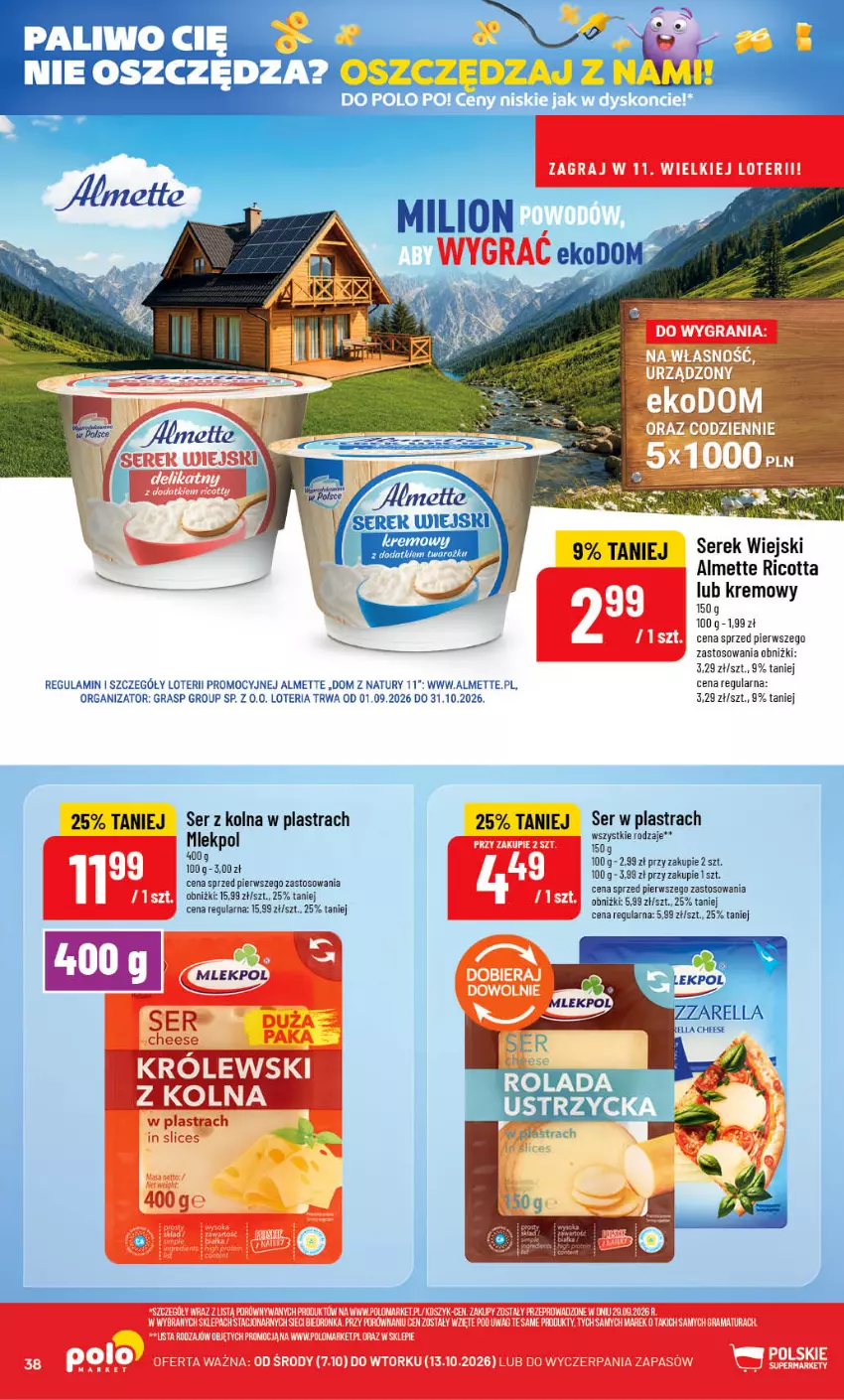 Gazetka promocyjna PoloMarket - Gazetka POLOmarket - ważna 07.10 do 13.10.2026 - strona 38 - produkty: Almette, Gra, Ricotta, Ser, Serek, Serek wiejski