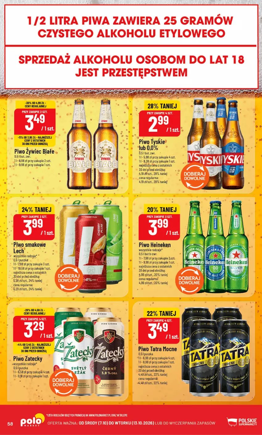 Gazetka promocyjna PoloMarket - Gazetka POLOmarket - ważna 07.10 do 13.10.2026 - strona 58 - produkty: Heineken, Piwo, Tatra, Tyskie
