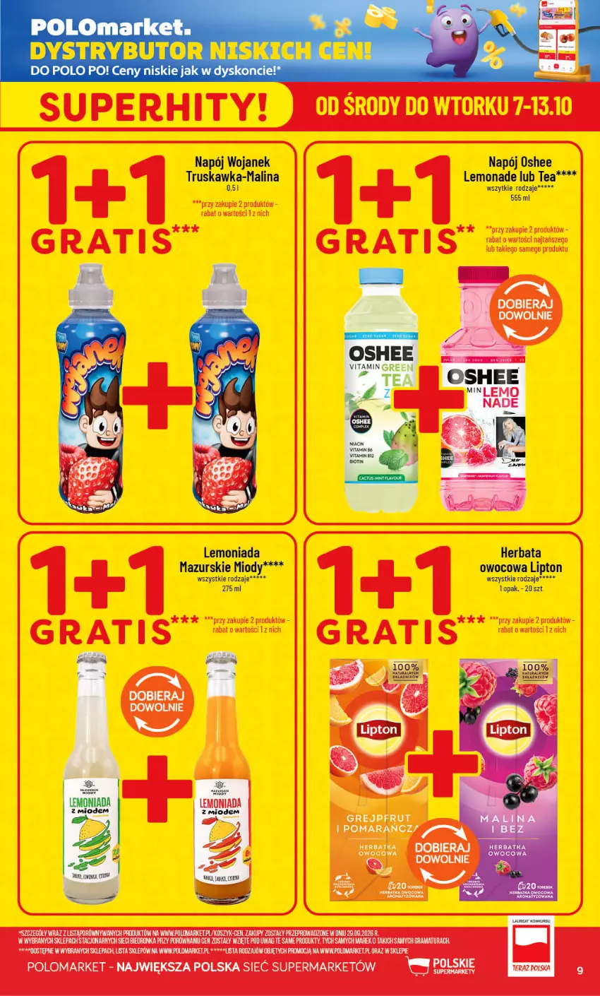 Gazetka promocyjna PoloMarket - Gazetka POLOmarket - ważna 07.10 do 13.10.2026 - strona 9 - produkty: Gra, Herbata, Kosz, Lemoniada, Lipton, Napój, Oshee, Por, Rama