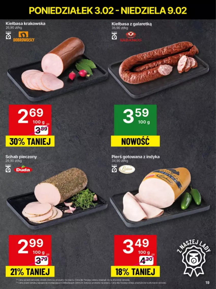 Gazetka promocyjna Delikatesy Centrum - NOWA GAZETKA Delikatesy Centrum od 3 lutego! 3-9.02.2025 - ważna 03.02 do 09.02.2025 - strona 19 - produkty: Duda, Gala, Kabanos, Kiełbasa, Kiełbasa krakowska, Piec, Rum, Schab pieczony