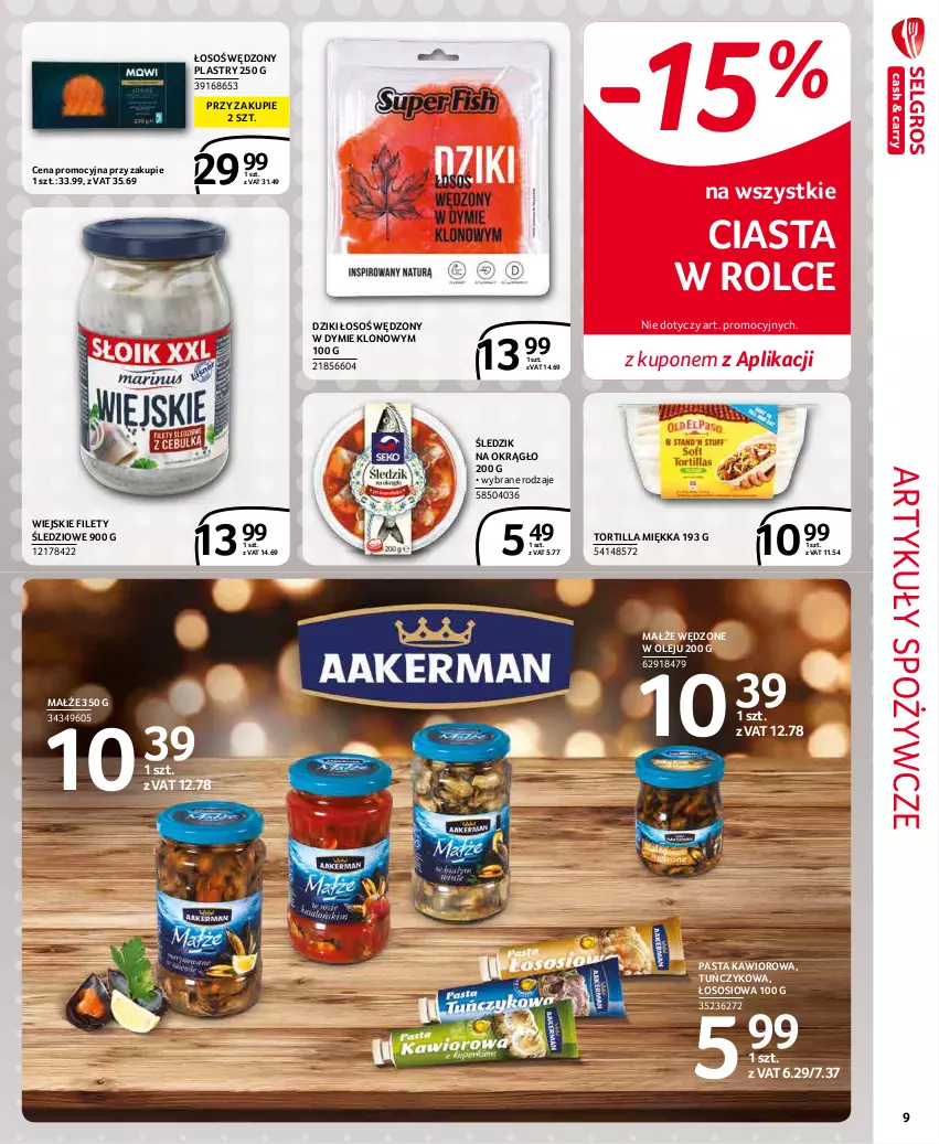 Gazetka promocyjna Selgros - Extra Oferta - ważna 01.12 do 31.12.2021 - strona 9 - produkty: Artykuły spożywcze, Kawior, Małże, Olej, Sos, Tortilla, Tuńczyk