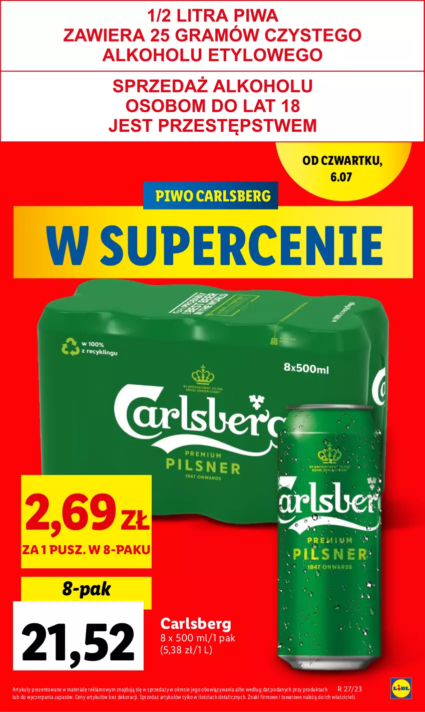 Gazetka promocyjna Lidl - GAZETKA - ważna 06.07 do 08.07.2023 - strona 15 - produkty: Carlsberg, Piwo