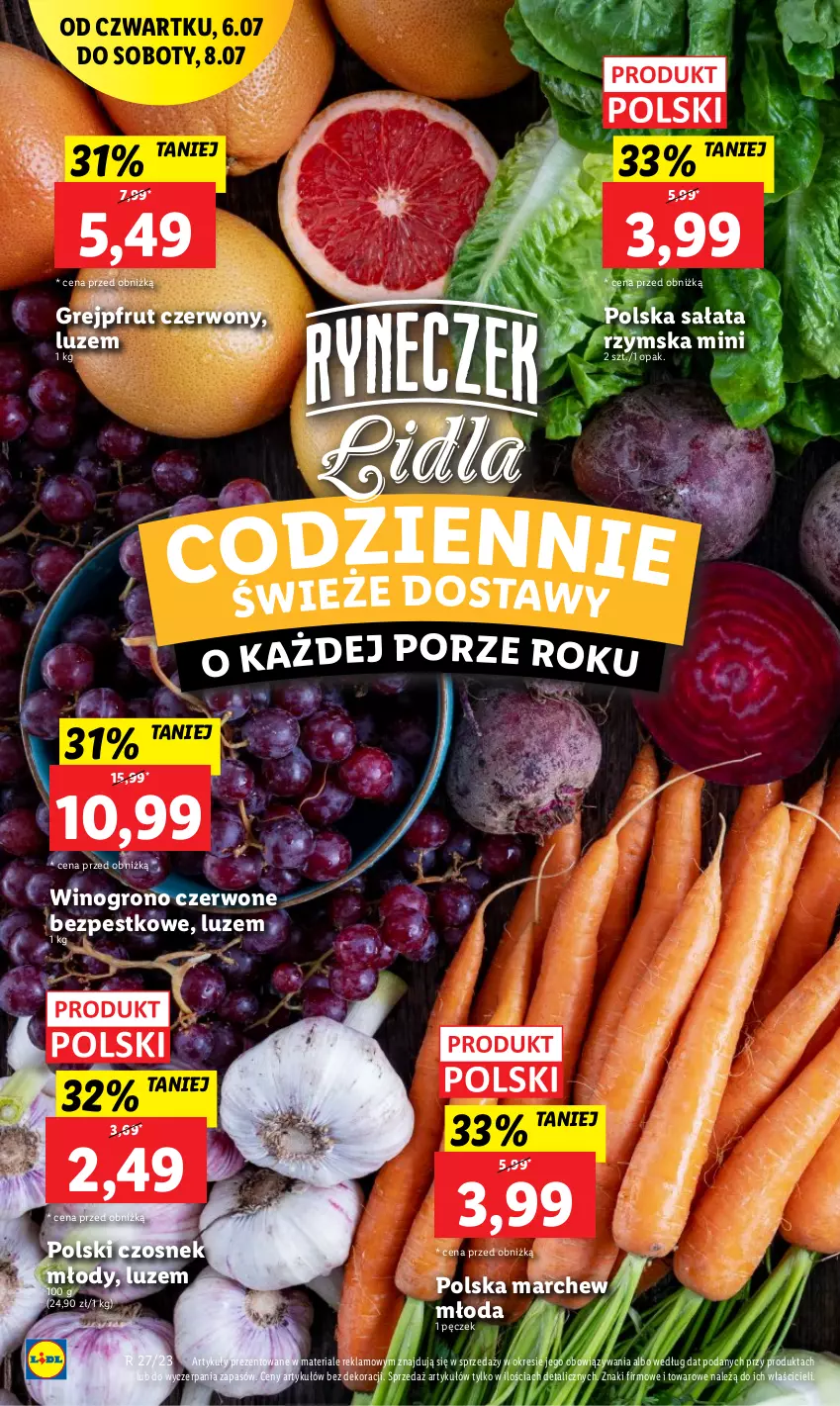 Gazetka promocyjna Lidl - GAZETKA - ważna 06.07 do 08.07.2023 - strona 18 - produkty: Czosnek, Grejpfrut, Por, Sałat, Wino