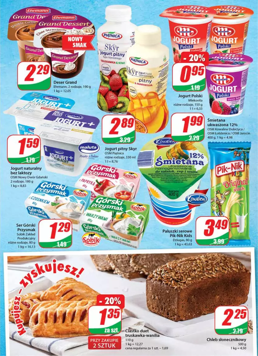 Gazetka promocyjna Dino - Gazetka - ważna 29.09 do 05.10.2021 - strona 13 - produkty: Chleb, Deser, Gra, Jogurt, Jogurt naturalny, Jogurt pitny, Mleko, Mlekovita, Piątnica, Ser