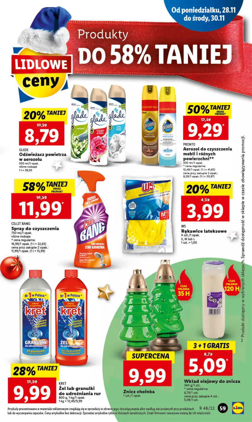 Gazetka promocyjna Lidl - GAZETKA - ważna 28.11 do 30.11.2022 - strona 63 - produkty: Cillit Bang, Gra, Inka, Kret, Odświeżacz powietrza, Olej, Pronto, Rękawice, Rękawice lateksowe, Rum, Znicz