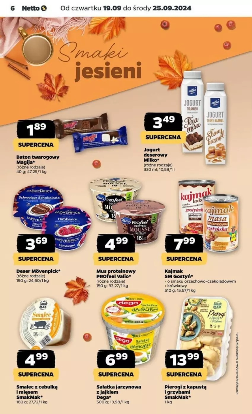 Gazetka promocyjna Netto - ważna 19.09 do 25.09.2024 - strona 14 - produkty: Baton, Dega, Deser, Kapustą, Magija, Mus, Pierogi, Sałat, Sałatka, Ser, Smalec