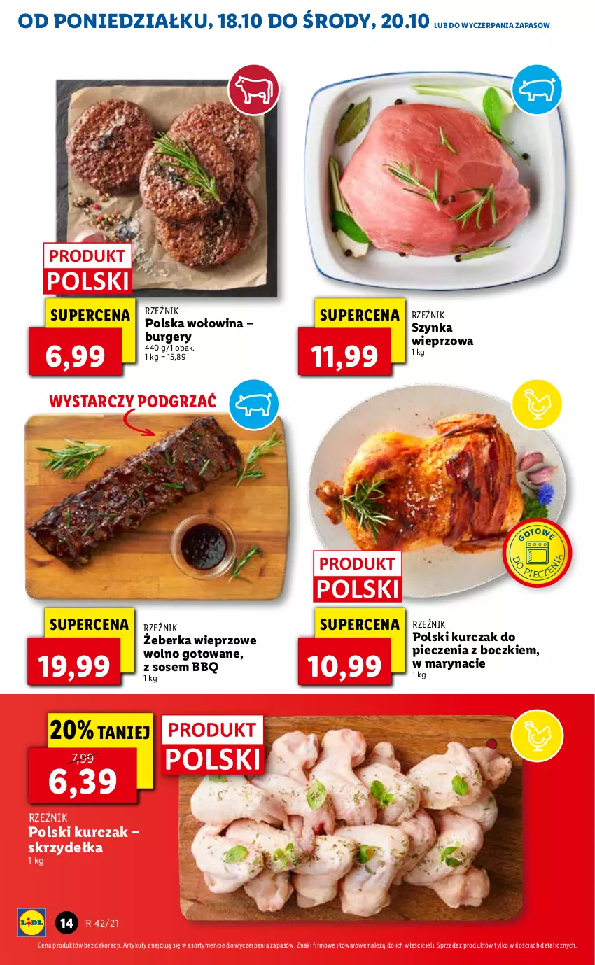 Gazetka promocyjna Lidl - GAZETKA - ważna 18.10 do 20.10.2021 - strona 14 - produkty: Burger, Kurczak, Piec, Sos, Szynka, Szynka wieprzowa, Wołowina