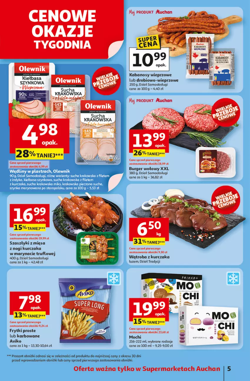 Gazetka promocyjna Auchan - JAK PRAGNĘ LATA Supermarket - ważna 20.06 do 25.06.2025 - strona 7 - produkty: Burger, Frytki, Kabanos, Kiełbasa, Kurczak, Olewnik