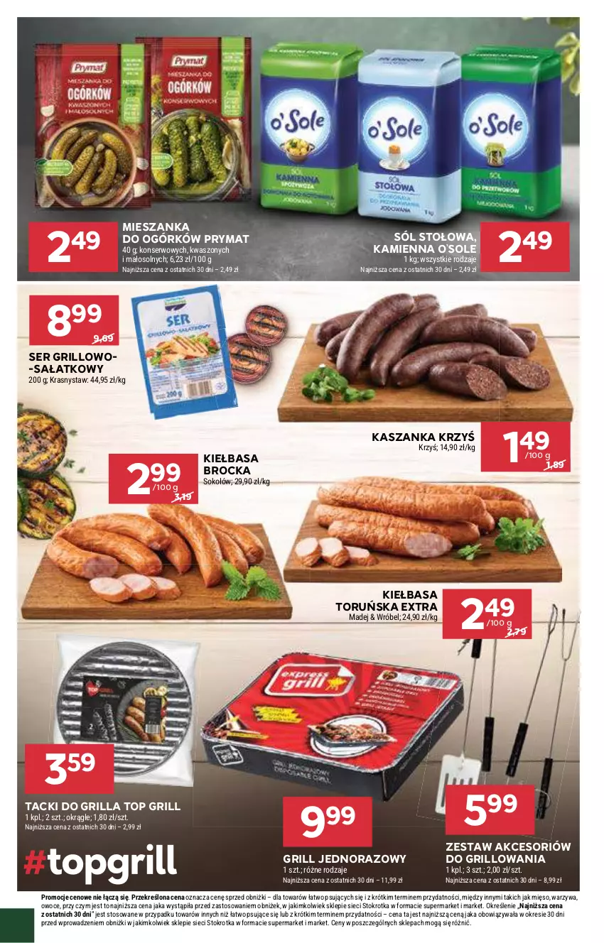 Gazetka promocyjna Stokrotka - Market - ważna 13.08 do 21.08.2024 - strona 20 - produkty: Grill, Kasza, Kaszanka, Kiełbasa, Mięso, Owoce, Prymat, Sałat, Ser, Sok, Sokołów, Sól, Top, Warzywa