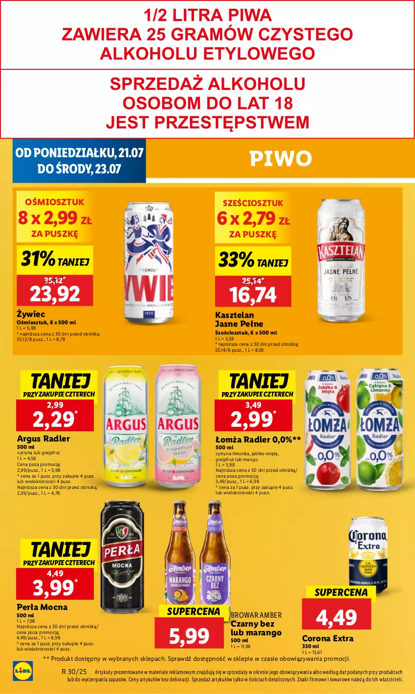 Gazetka promocyjna Lidl - GAZETKA - ważna 21.07 do 23.07.2025 - strona 44 - produkty: Corona Extra, Grejpfrut, Kasztelan, Limonka, Mango, Mięta, Perła, Piwo, Radler