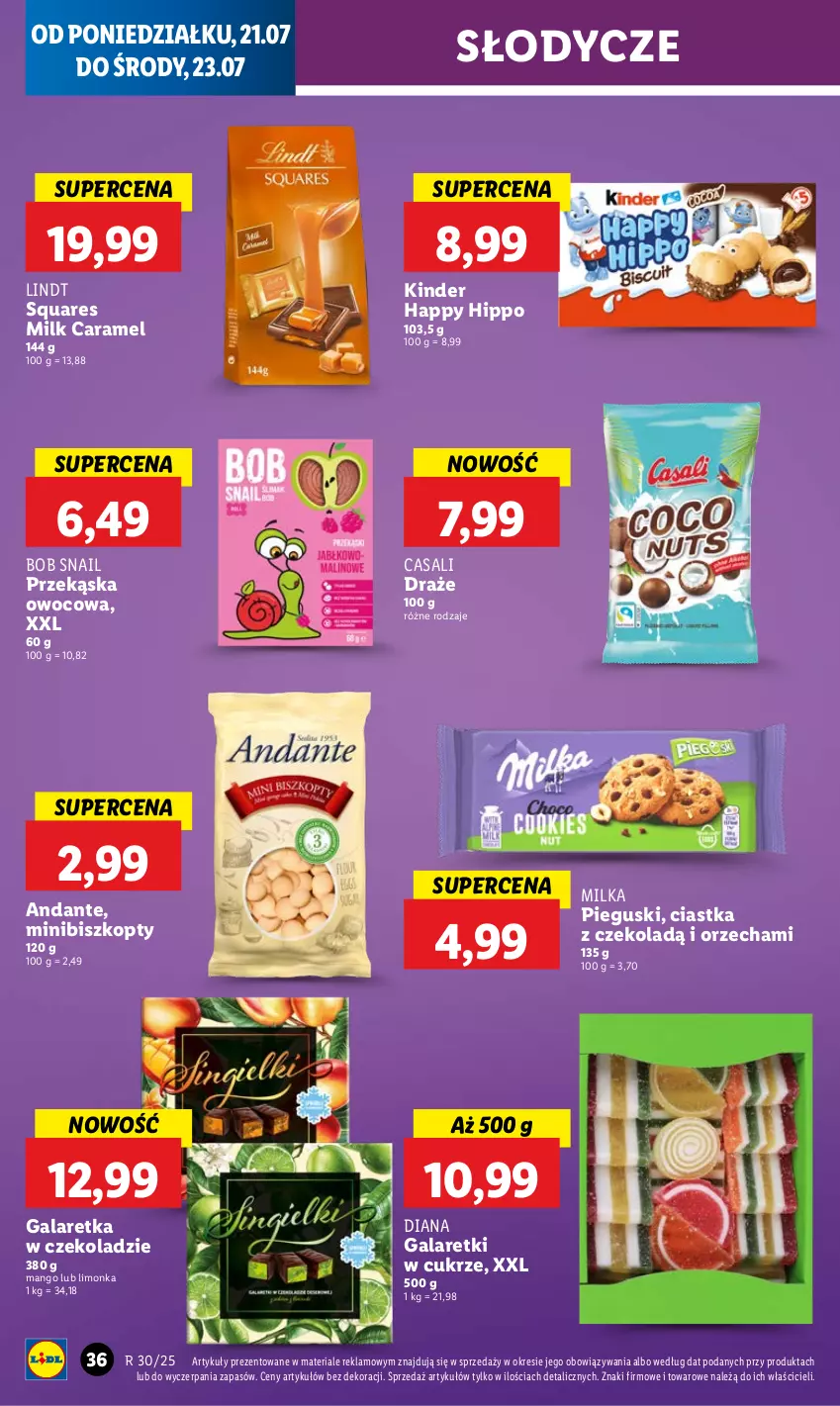 Gazetka promocyjna Lidl - GAZETKA - ważna 21.07 do 23.07.2025 - strona 46 - produkty: Biszkopty, Ciastka, Gala, Galaretka, Galaretki, HiPP, Kinder, Limonka, Lindt, Mango, Milka