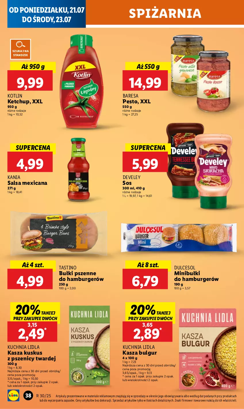 Gazetka promocyjna Lidl - GAZETKA - ważna 21.07 do 23.07.2025 - strona 48 - produkty: Bulgur, Burger, Hamburger, Kasza, Ketchup, Kotlin, Kuchnia, Kuskus, LG, Pesto, Salsa, Sos