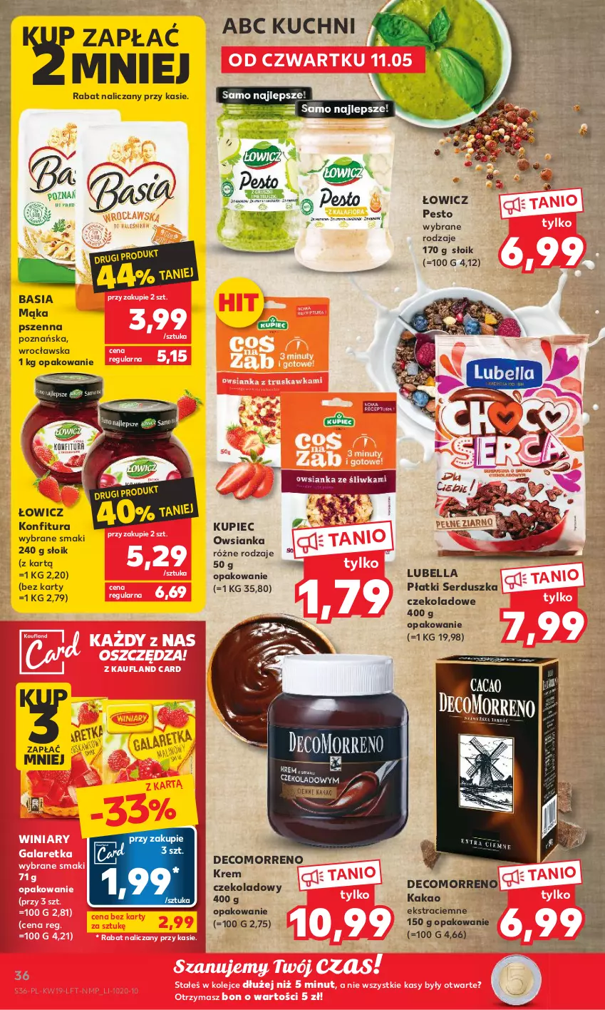 Gazetka promocyjna Kaufland - Gazetka tygodnia - ważna 11.05 do 17.05.2023 - strona 36 - produkty: Basia, Bell, Bella, Gala, Galaretka, Kakao, Konfitura, Kupiec, Lubella, Mąka, Mąka pszenna, Olej, Owsianka, Pesto, Piec, Ser, Winiary