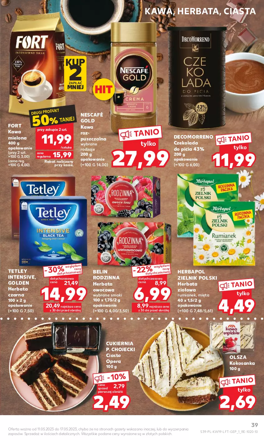 Gazetka promocyjna Kaufland - Gazetka tygodnia - ważna 11.05 do 17.05.2023 - strona 39 - produkty: Cukier, Czekolada, Herbapol, Herbata, Herbata czarna, Herbata owocowa, Kawa, Kawa mielona, Kawa rozpuszczalna, Kokos, Mięta, Nescafé, Rum, Tetley