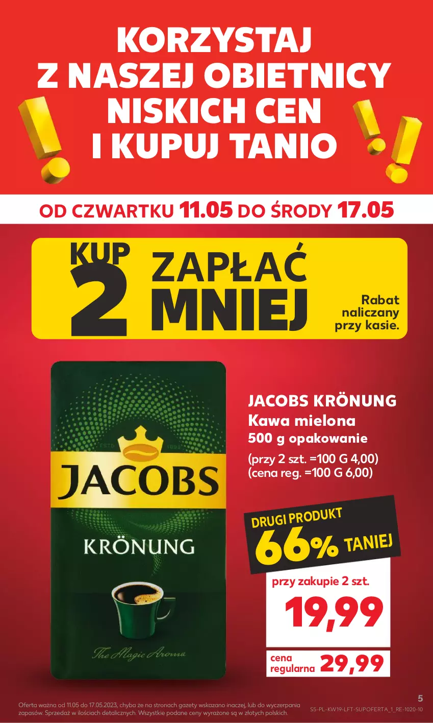 Gazetka promocyjna Kaufland - Gazetka tygodnia - ważna 11.05 do 17.05.2023 - strona 5 - produkty: Jacobs, Jacobs Krönung, Kawa, Kawa mielona
