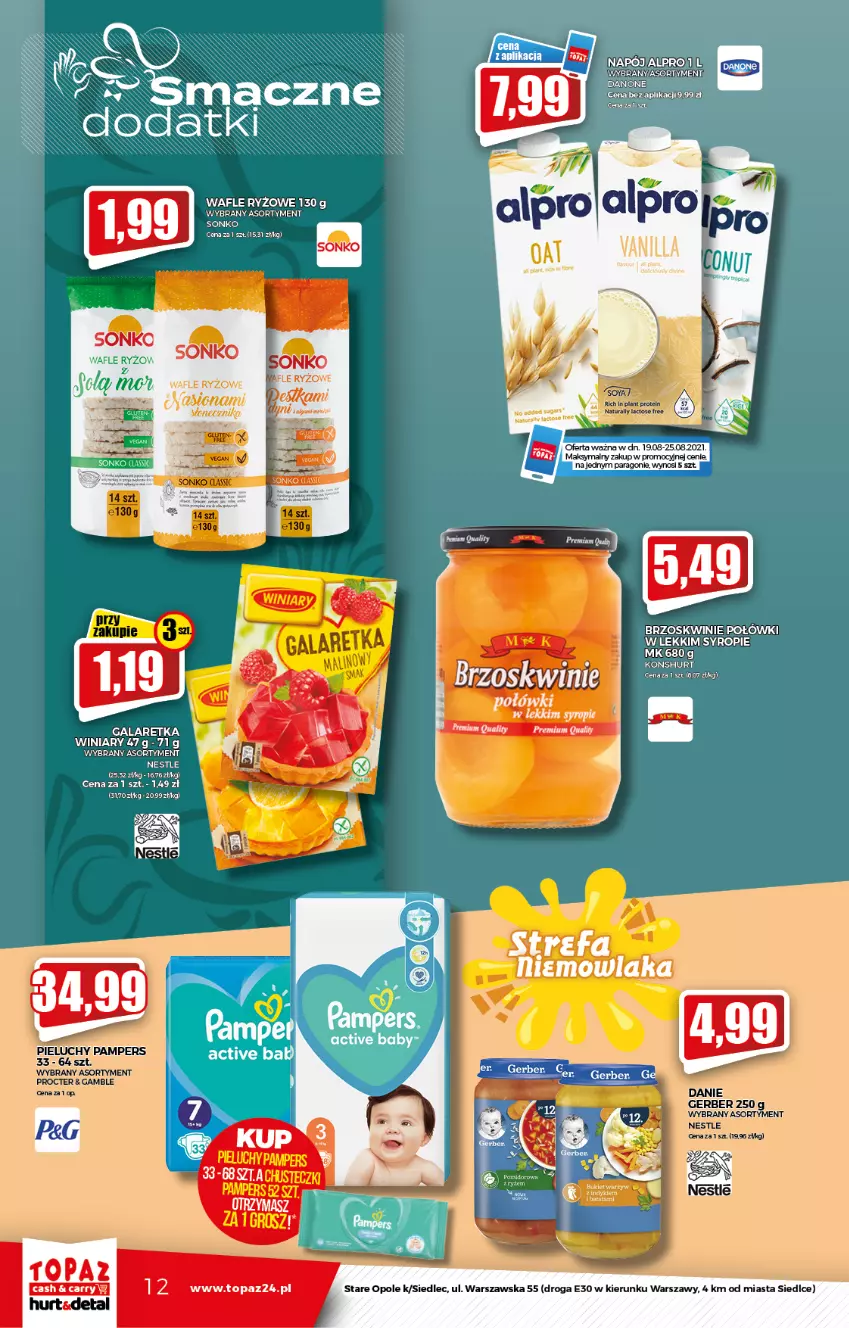 Gazetka promocyjna Topaz - Gazetka - ważna 19.08 do 25.08.2021 - strona 12 - produkty: Gala, Galaretka, Gerber, Pampers, Pieluchy, Sonko, Top, Winiary